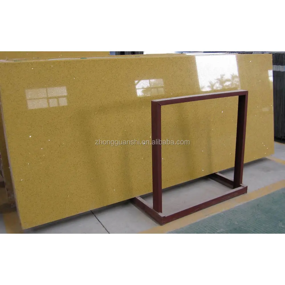 High Quality Yellow Crystal Artificial Quartz Stone Sheet