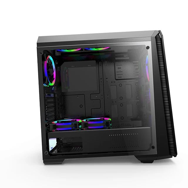 Tempered Glass RGB Fans Gaming Computer Case Mid tower PC Case