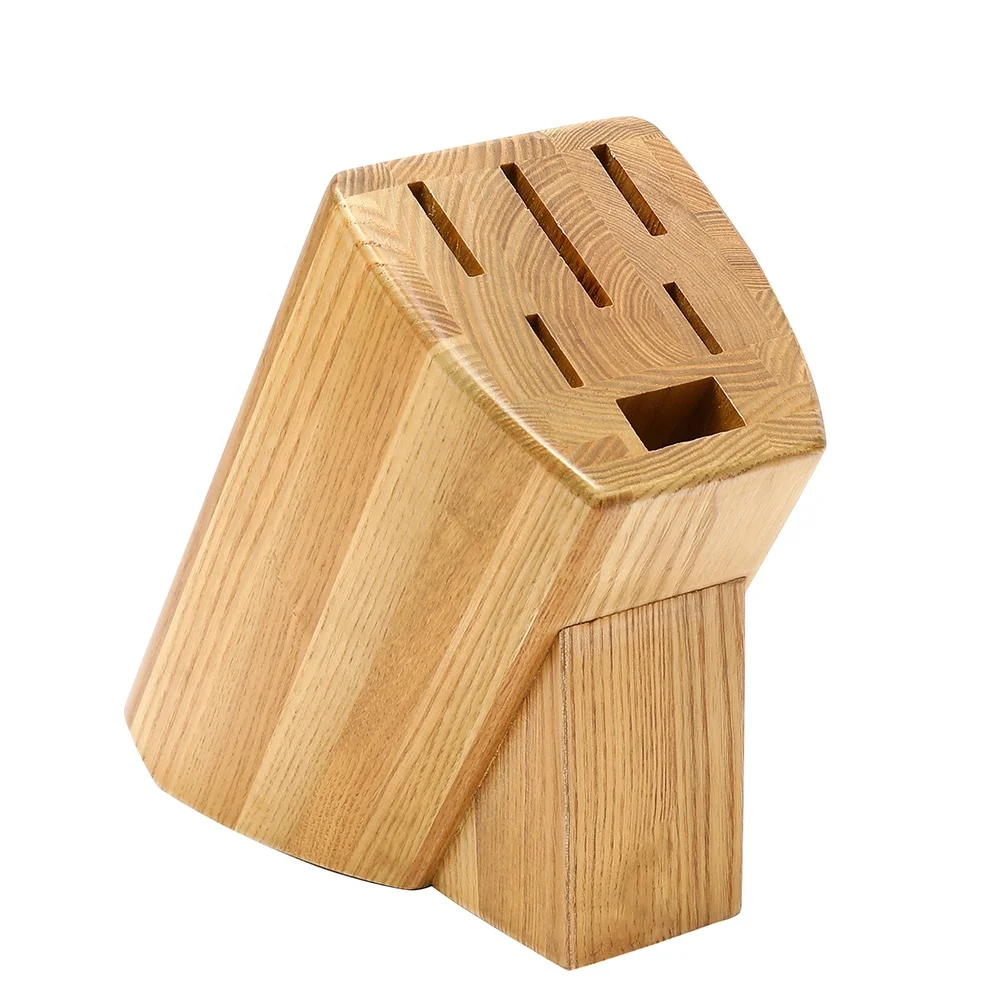 
Heavy weight rubber wood kitchen knife block stander holder storage for kitchen knives set 