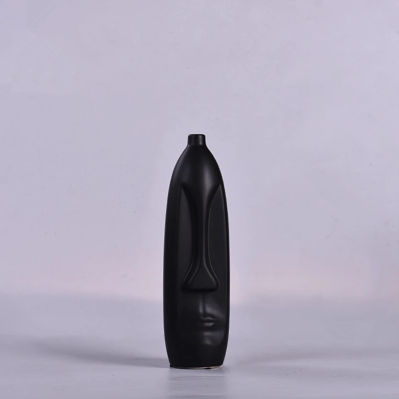 Nordic style home decor black and white ceramic vase face