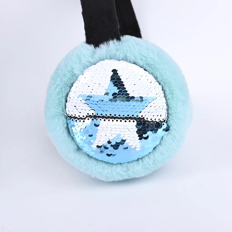 Custom Lovely Fashion Design Sequins Fur Winter Earmuff Keep Warm Ear Muffs Cover