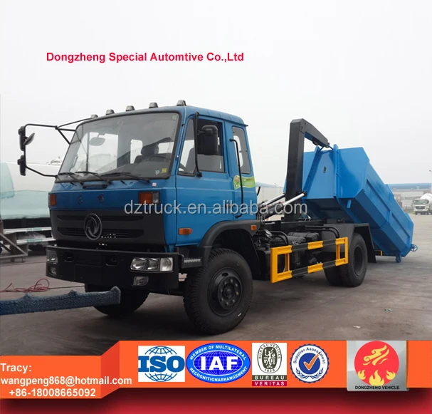 Dongfeng 153 dumpster truck, hook lift waste truck 12cbm, roll-off dustbin lorry 10tons RHD and LHD