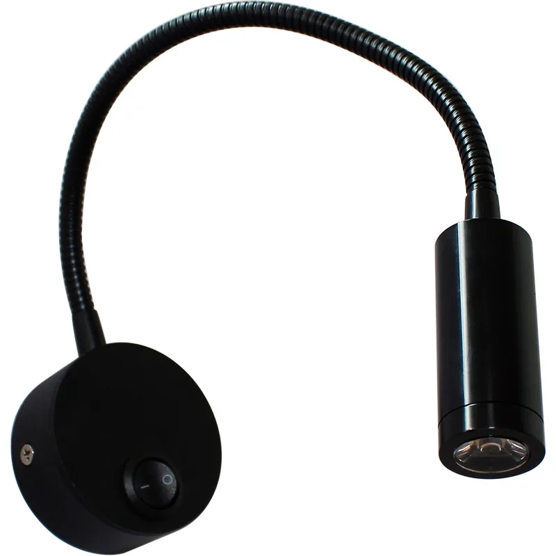 1*3W Flexible Gooseneck LED Reading Lamp Bedside Wall Light with Switch