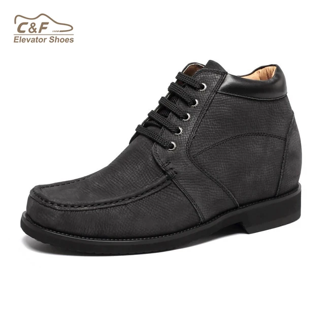 Wholesale Handmade Suede Leather Lace up Elevator Boots Height Increasing 9cm  for Men