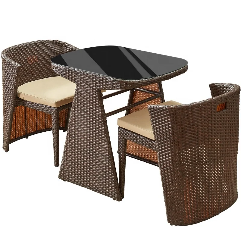 Garden Furniture Rattan 1 Table and 2 chairs Z320 good quality storage table