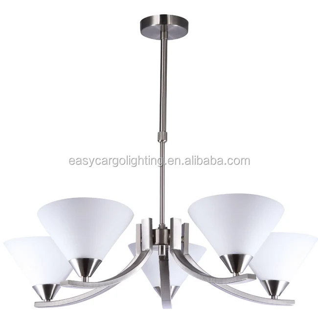 Brushed Nickel metal and Opal glass Color and Incandescent Light Source modern Chandelier (G-226/5P & 3P)