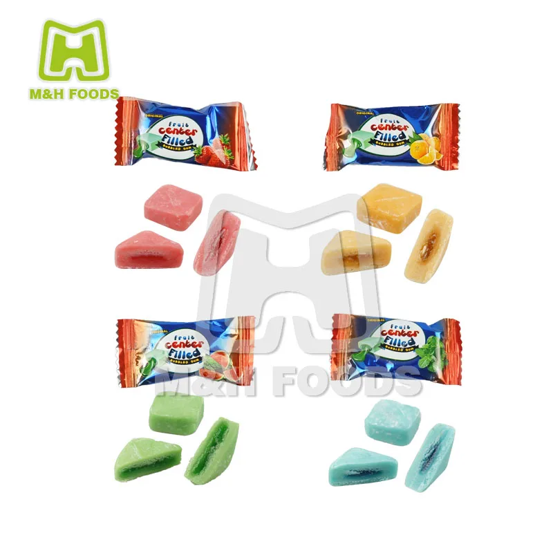 Fruit Flavors Chewing Gums Center Filled Bubble Gums with Fruity Jam