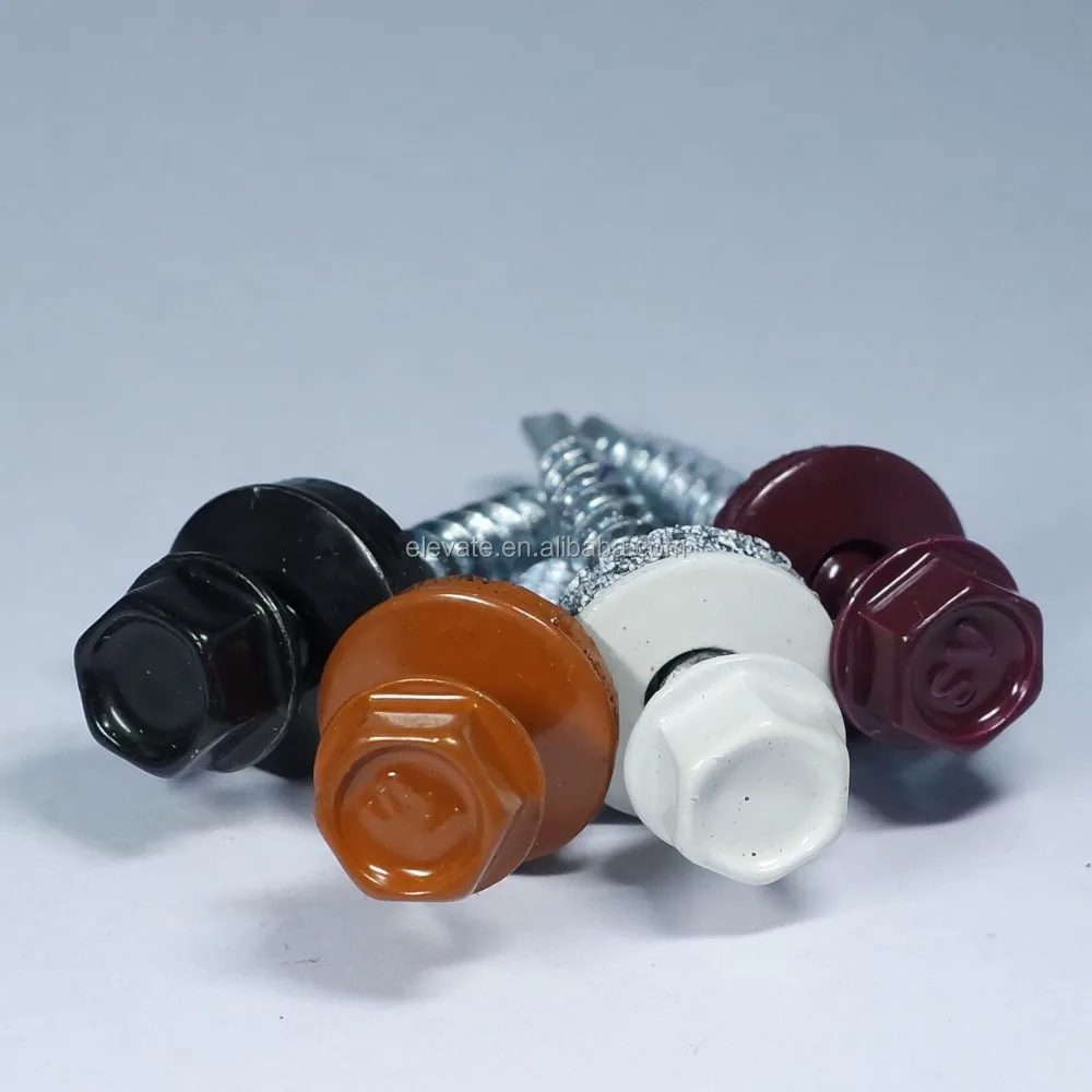 Powder Painted Head Indented Hex Washer Head Bonded Washer ASD Thread No.1 Reduce Point Roofing Self Drilling Screw