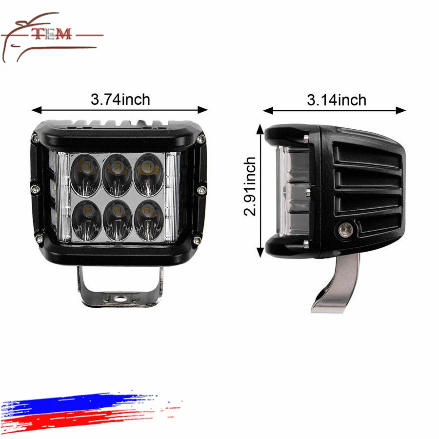 Strobe 36W LED Work Light 12V Side Shots 4inch Pod Spot Flood Lamp Flash for ATV Truck Boat Auto Driving Fog Light