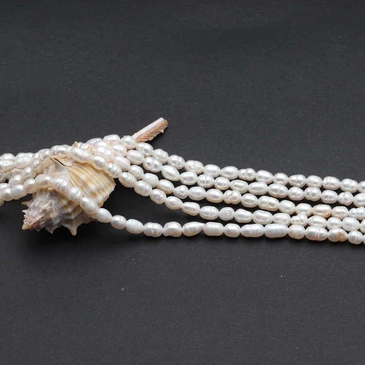 Cheap wholesale DIY 3mm natural pearl rice loose cultured freshwater pearls strand farm china