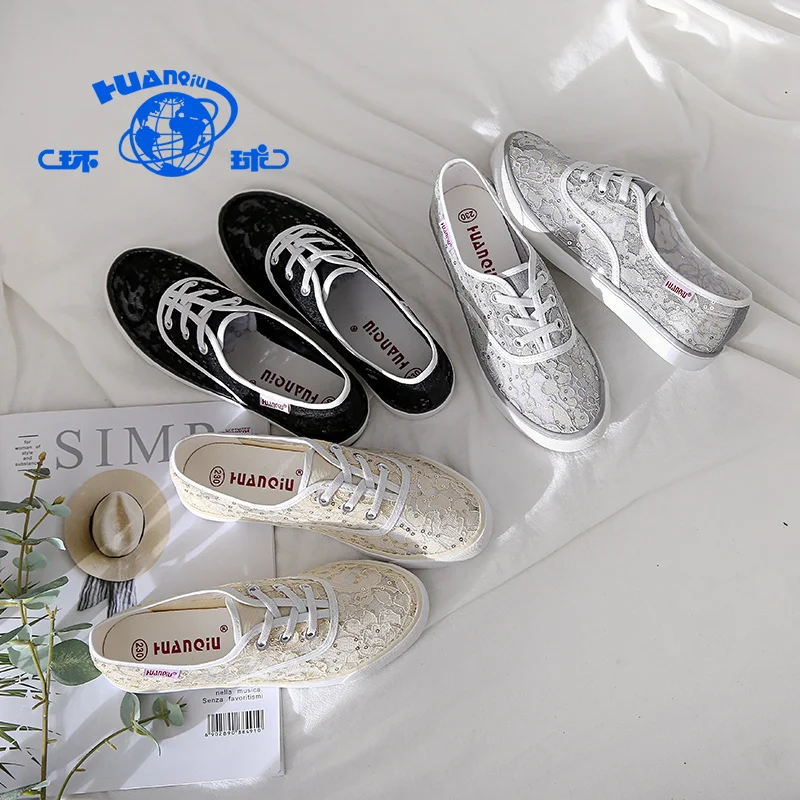 HUANQIU/Повседневная парусиновая обувь с низким вырезом для женщин; лучшее качество; Вулканизированная женская обувь с кружевом