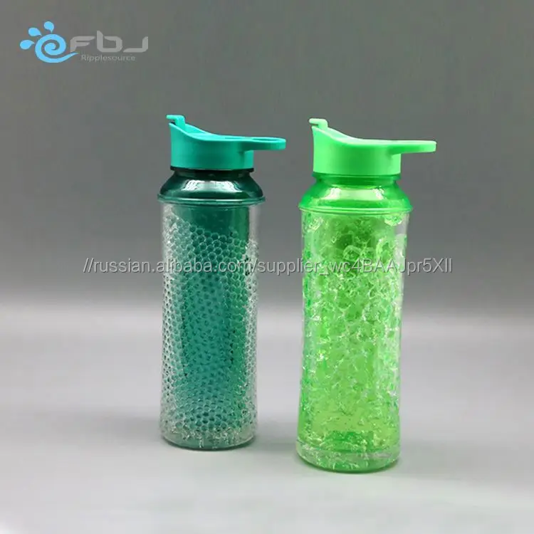 550 мл bpa бесплатно Тритан двойной слой пользовательского пластиковые бутылки воды заморозить гель бутылка для воды