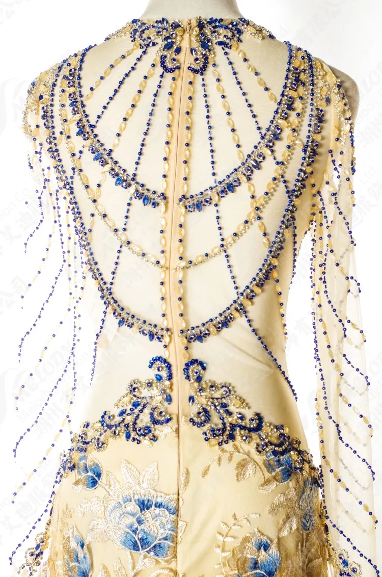 Stunning Formal Occasion Women Wear Elegant Lace Long Sleeve Arabic Evening Dress