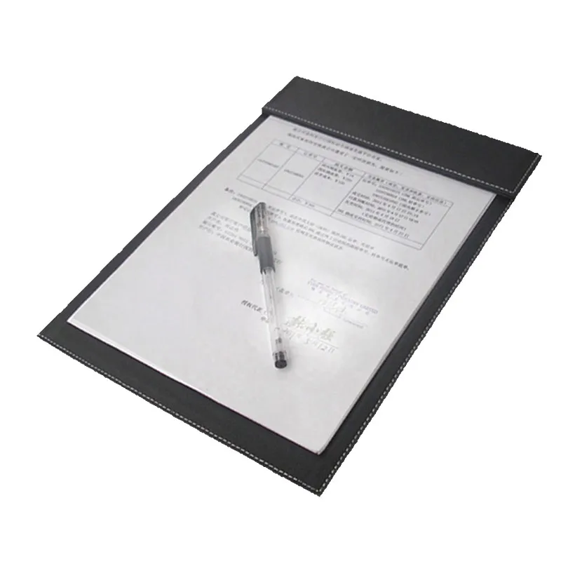 Office Stationery A4 Leather Paper Clip Board with Magnet Clip