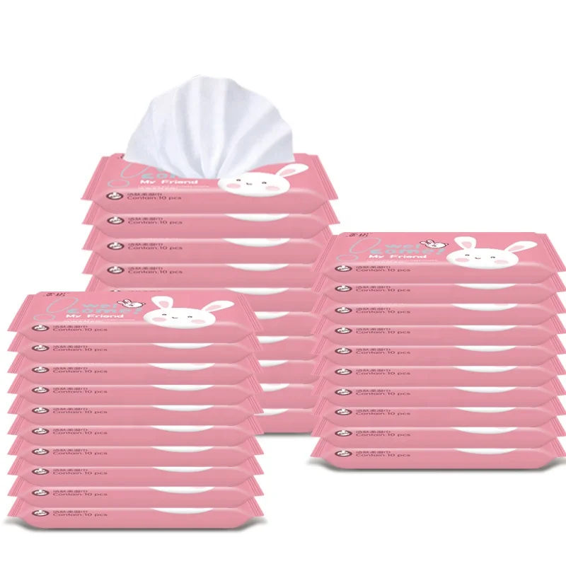 Rounuo Small Pack Wet Wipes with 10 pieces for Baby Care