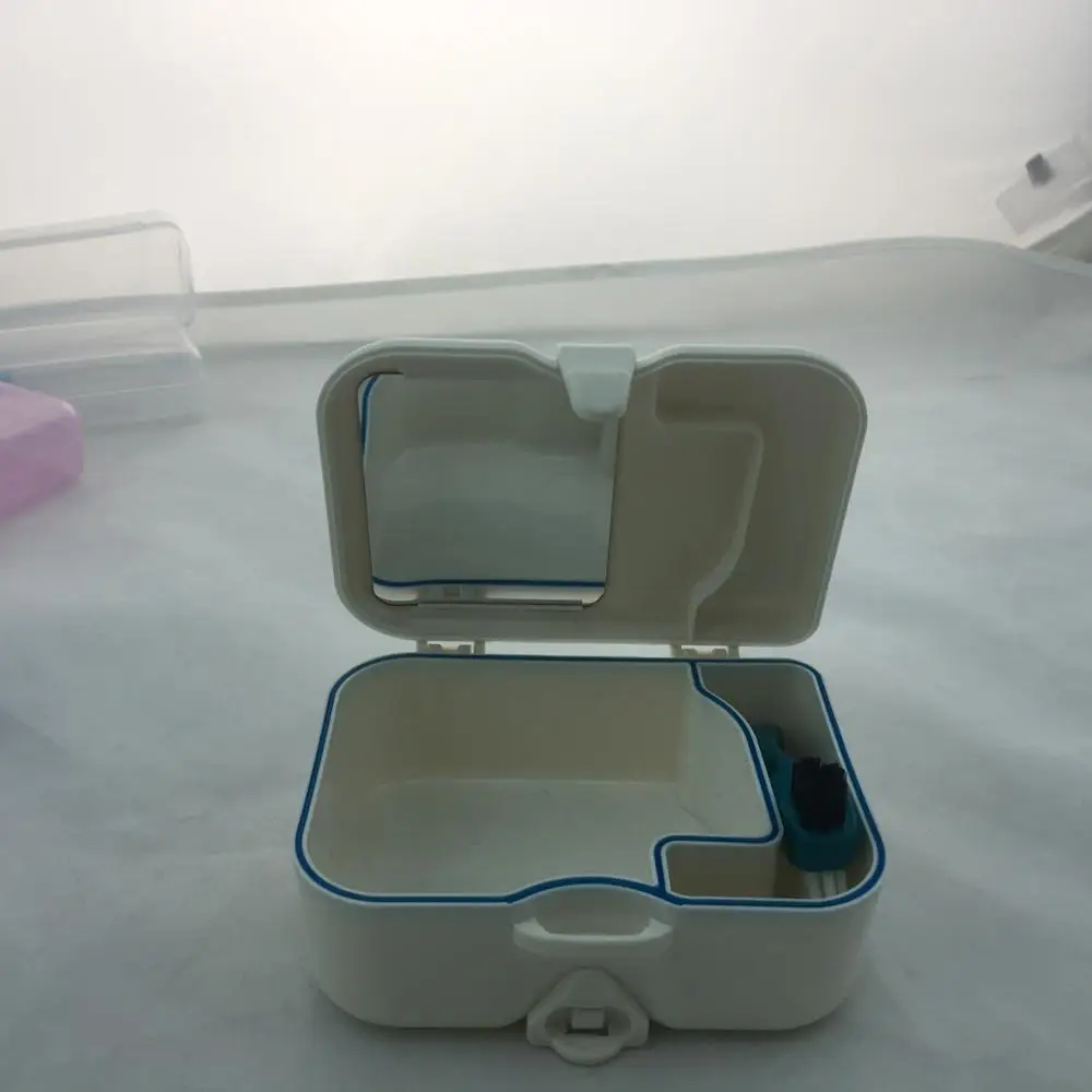 Oral Care Denture Box with a Mirror in Case