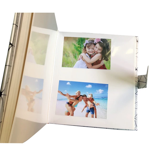 Leather cover flush mount wedding photo album 50pcs magnetic sheets
