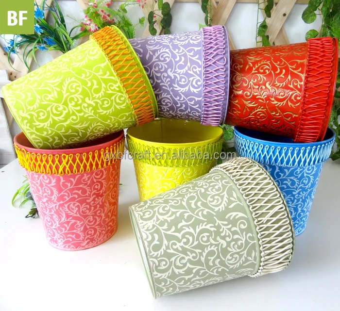 Zinc paint pail tub orchid pot for garlic planting