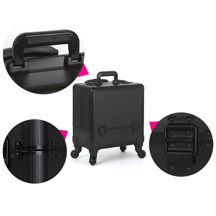 Professional beauty hard make up jewelry aluminum trolley case