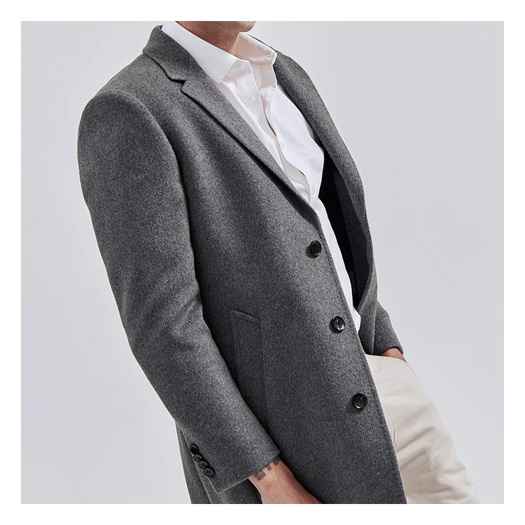 MTM service 100% кашемировое серое Однотонное шерстяное пальто на пуговицах зимнее пальто мужское длинное пальто из Китая