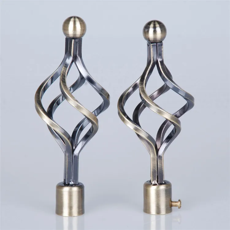 New Products Decorative Window Curtain Drapery Rod End Cap Iron Curtain Finials