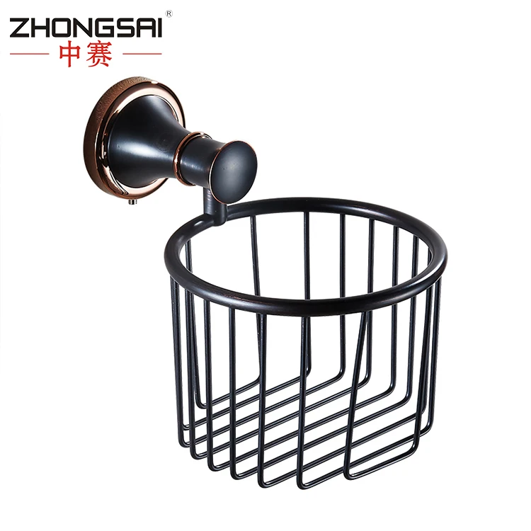 Королевская ванная комната настенный античная латунь черный туалетной бумаги, держатель для полотенец с корзиной