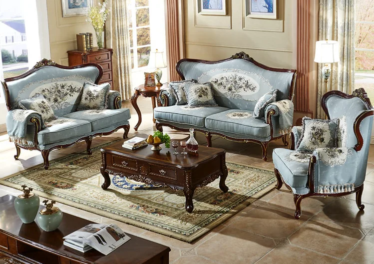 Bisini European Style American Country Three-dimensional Relief Embroidery Living Room Furniture Sofa set BF0275-08e
