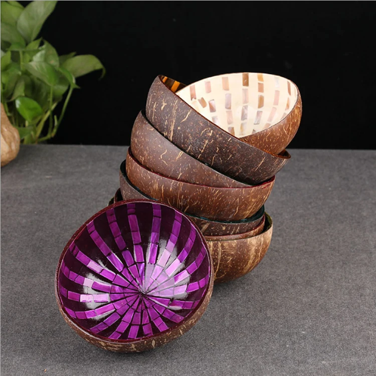 Handmade Natural Coconut Shell Bowl Candy Bowl Creative Ornament Lacquered Coconut Bowl