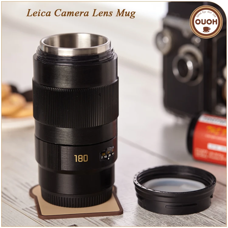 Горячие Продажи Хорошее Качество OUOH Творческий Leica 180 Двойной Стенкой Смешные Металл Камеры Питьевой Кубок