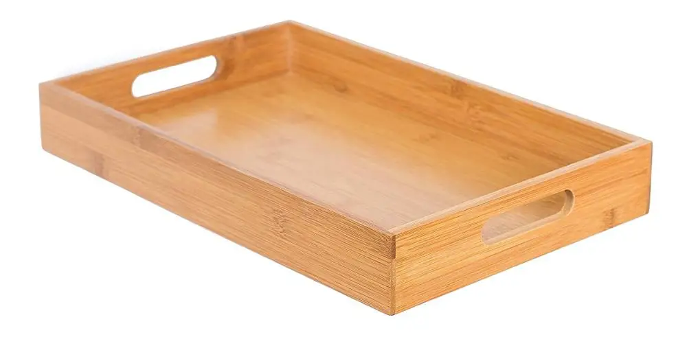 
Bamboo Tea Tray Dinner Bed Tray Bamboo Serving Tray Set of 3 