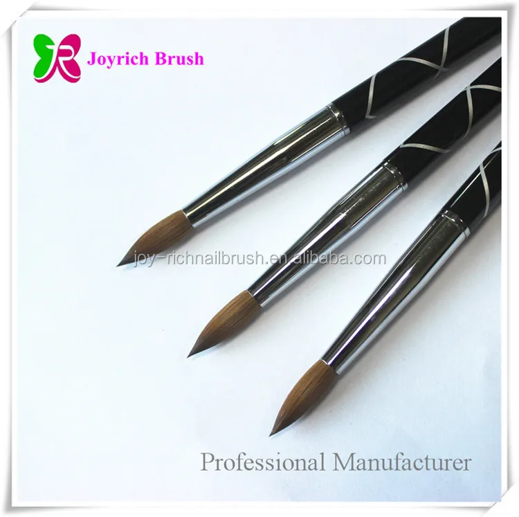 Black metal handle laser line design acrylic kolinsky nail brush manufacturer