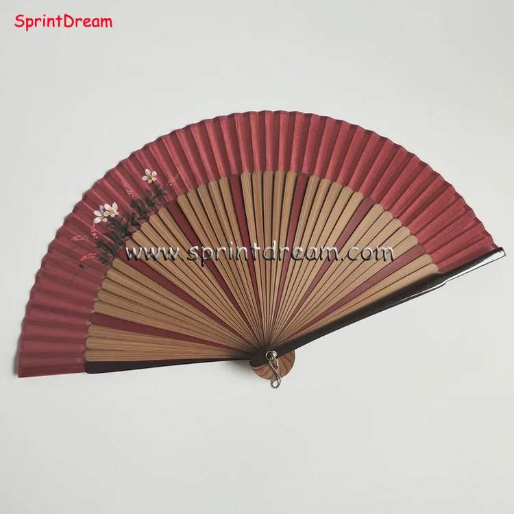 Exquisite Silk Bamboo Wedding Gift Fan Watermelon Fan