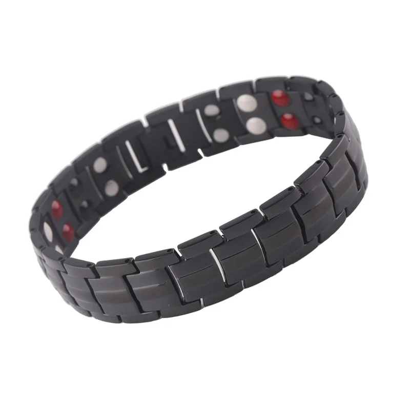 Black Plated Fashion Health Energy 316L Stainless Steel Magnetic Bio Bracelet