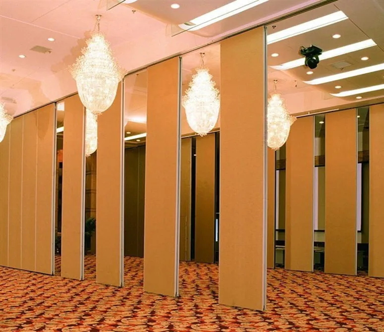 Five star hotel hall sliding partition soundproof movable partition walls with cheap cost  folding wood finish partition