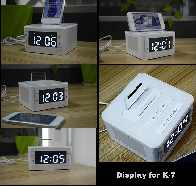 
LCD Speaker with Wireless speaker and Dual Alarm Clock and FM Radio & USB Charger and LCD time display 