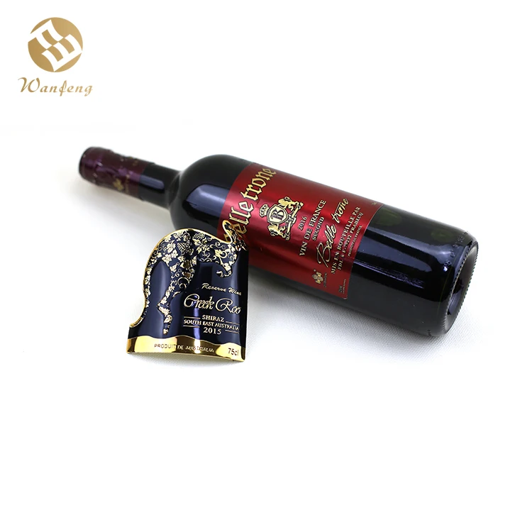 Waterproof Self-Adhesive Aluminium Packaging Labels Custom for Glass Wine Bottles Self Adhesive Aluminium Labels