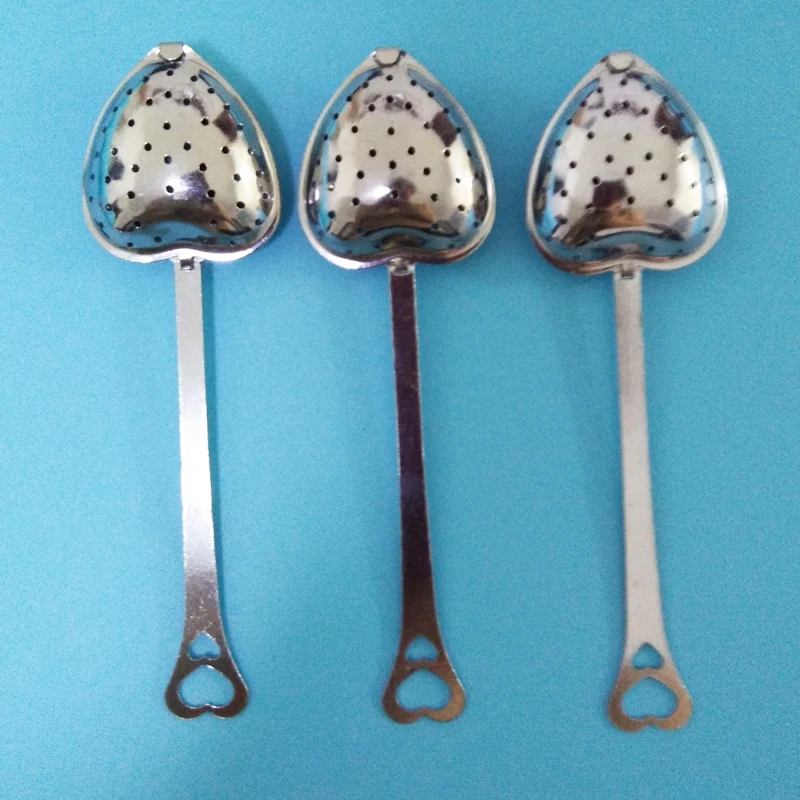 14.2cm handle Food grade Heart-shaped stainless steel tea infuser Filters