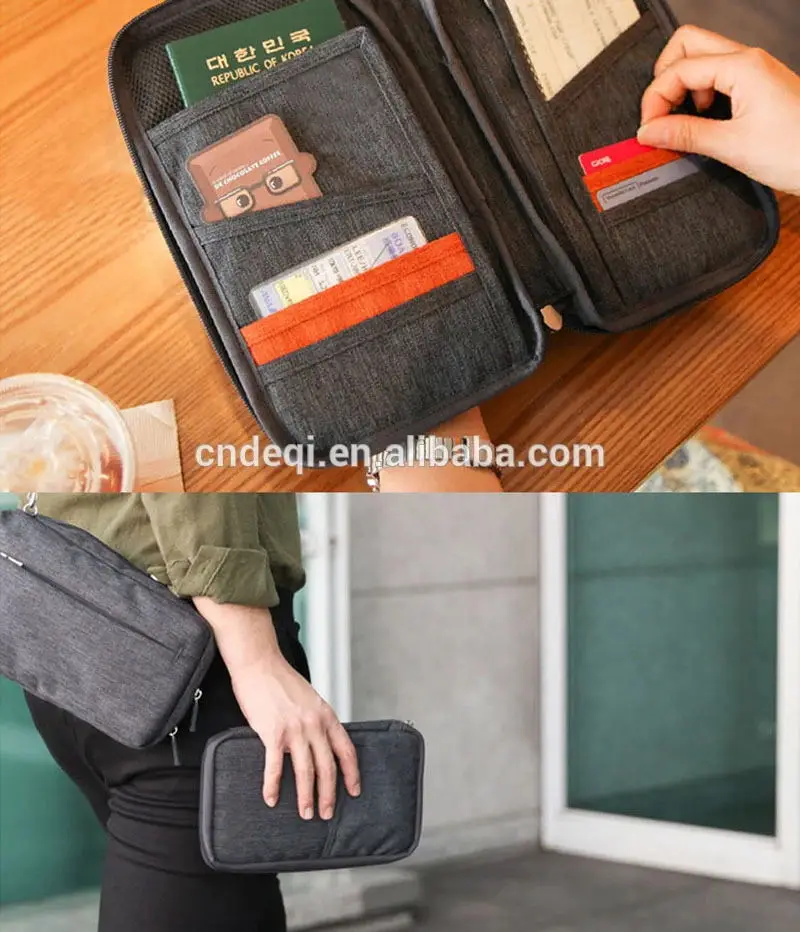Fancy 300D RFID Blocking Travel  Document Passport Organizer Bag Credit Card Holder Wallet