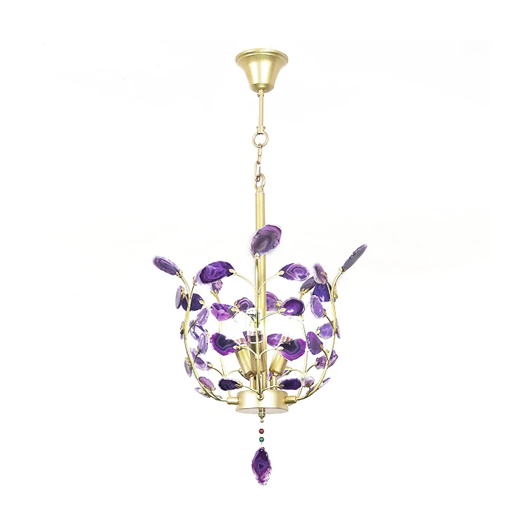 wholesale modern contemporary purple agate stone natural small vintage pendant lights
