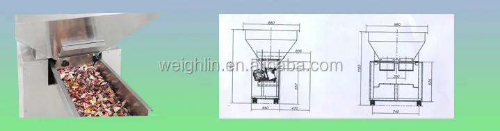 Weighlin economical painted steel 304SUS Z C multi-mouth output shape type bucket elevator conveyor 1L 1.8L 4L 8L packing line