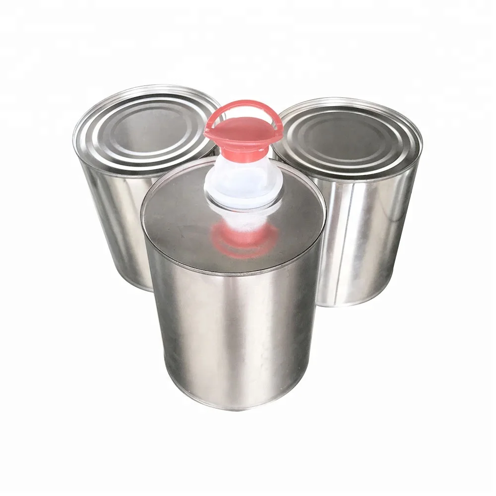 1L empty round tin can for car paint 1litre engine chemical oil metal can with plastic cap