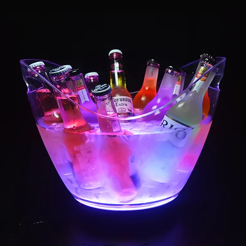 COMFORT Wholesale Cheap Promotion Custom Acrylic Plastic Beer Wine Cooler Light Led Ice Buckets