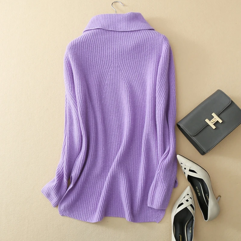 Women turtleneck sweater winter pullover women thick sweater loose solid color warm cashmere sweaters