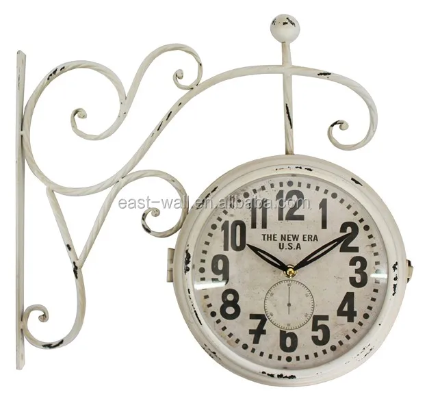 vintage white color different bracket shape antique wall hanging clock