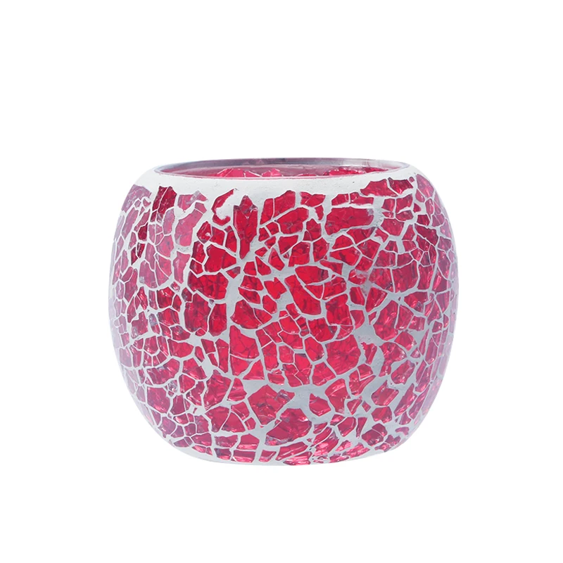 Mescente  wholesale  crackle glass candle holder  modern custom luxury fancy decorating glass candle holders containers