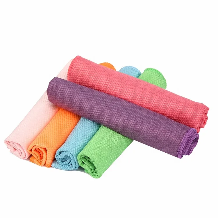 Diamond Microfiber Towel Fish scale cloth French Terry kitchen Microfibre for glass cleaning car care towel