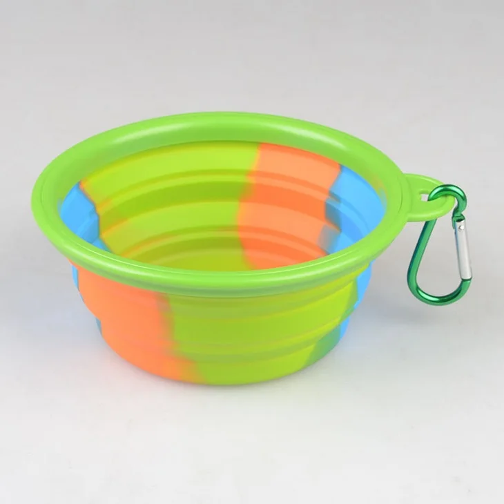 New arrival rainbow silicone pet bowl with buckle