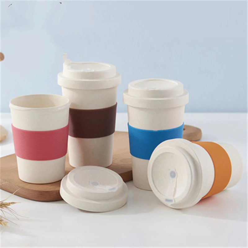 350ml 400ml 600ml drinking travel cups silicone lid and cover bamboo coffee mug