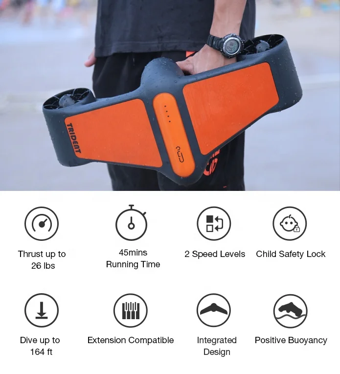 2022Trident Underwater Sea Scooter Electric Surfboard, Mini Portable Water Sports Seedoo Electric Sea Scooter For Diving Surfing