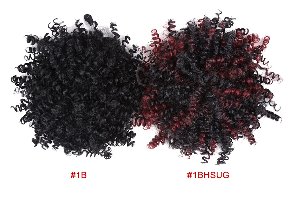 ZShair синтетические натуральные черные волосы пучок афро кудрявые 6 дюймов регулируемые волосы для женщин шиньон наращивание волос